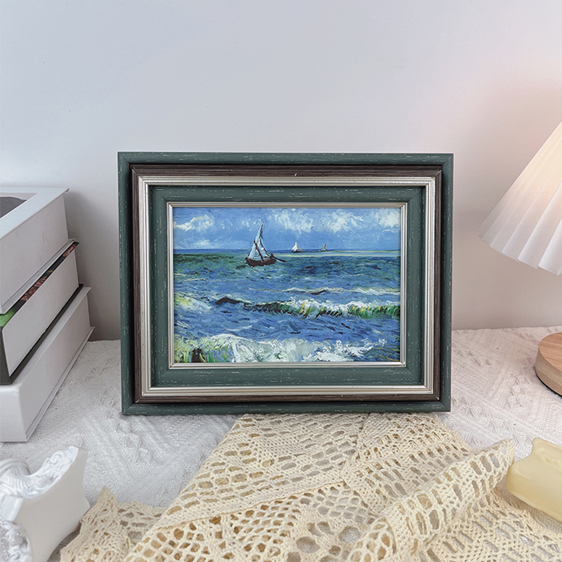 梵高大海美欧式油画墙面装饰画挂画客厅卧室餐厅玄关摆件复古相框图片
