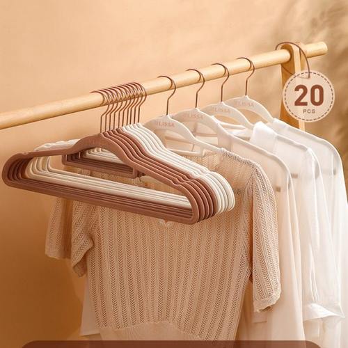 lissa日式植绒衣架防滑肩无痕透光卧室晾衣架家用挂衣柜收纳神器