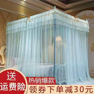 蚊帐1.5米1.8m床双人家用1.2网红落地支架加密加粗三开门纹账 新款