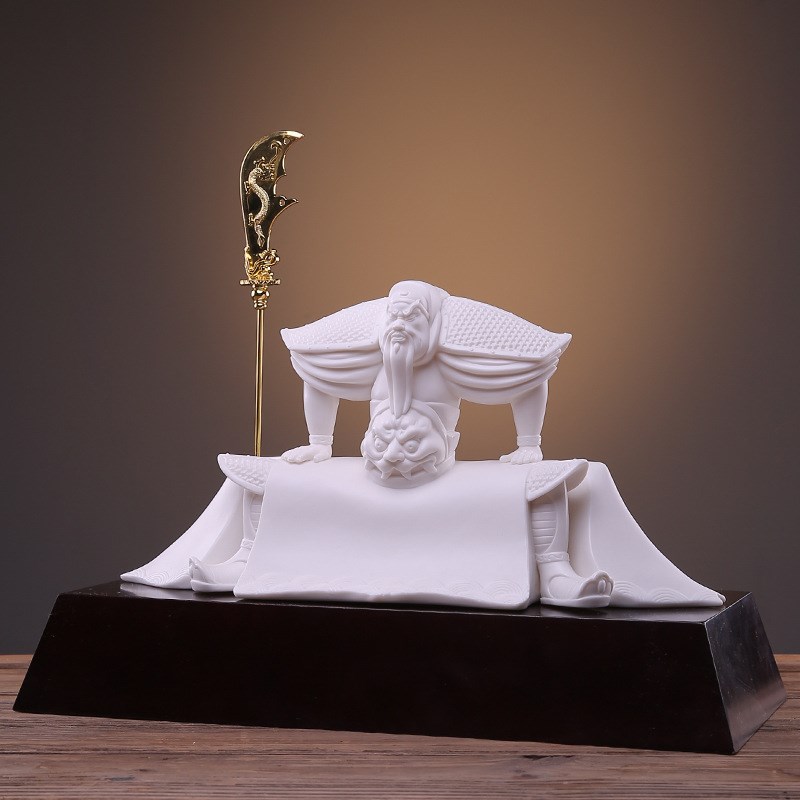 陶瓷关公摆件武财神关羽q神像新中式禅意客厅茶室酒店会所软装礼