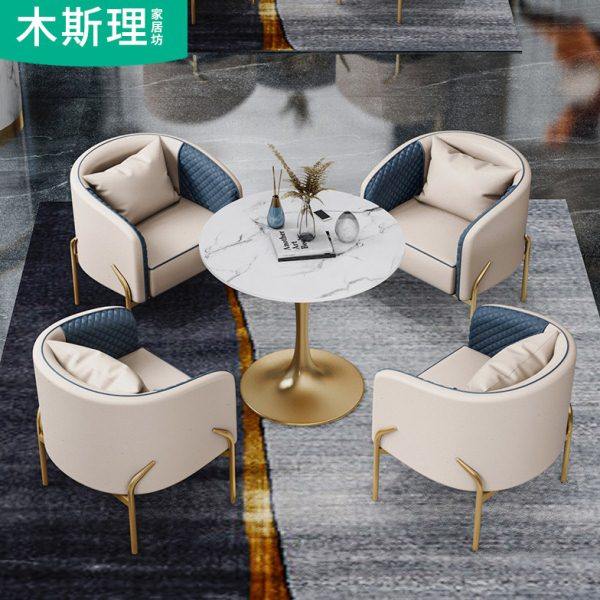 轻奢风高档酒店洽谈桌椅组合小圆桌网红会客接待售楼处商务谈判桌,住宅家具,岩板餐桌,淘宝优惠券,粉丝福利购,淘宝优惠卷