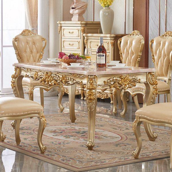 欧式大理石餐桌椅组合全实木香槟色雕花6-8人轻奢长方形家用饭桌,住宅家具,大理石餐桌,淘宝优惠券,粉丝福利购,淘宝优惠卷