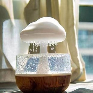 模拟雨声加湿器房间桌面助眠香薰下雨七彩创意家用氛围夜灯卧室