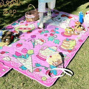shishihshop原创插画户外草地防潮垫野餐垫车内遮光