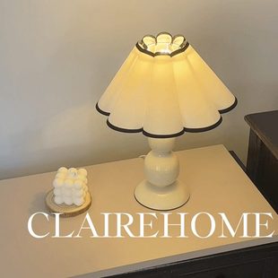 复古韩式奶油百褶台灯花瓣可爱装饰床头灯葫芦浪漫法式高级氛围灯