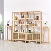 新中式 白蜡木博古架实木多宝阁置物架禅意茶叶柜隔断书架颜色定制