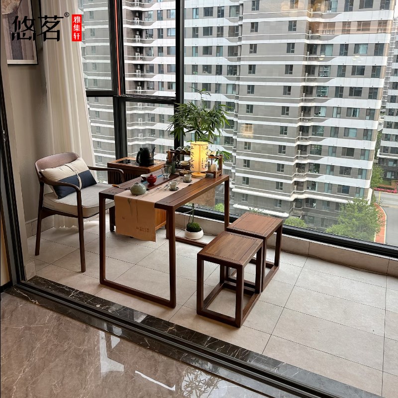新中式茶桌e现代简约茶室会客泡茶台禅意家用小户型阳台功夫茶桌