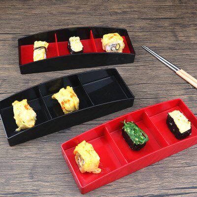 日式特色鳗鱼饭盒塑料方形分格餐盒寿司料理专用盒创意点心盒商用