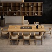 新中式 全实木茶桌椅组合大板茶台客厅家用原木茶几实木泡茶桌子