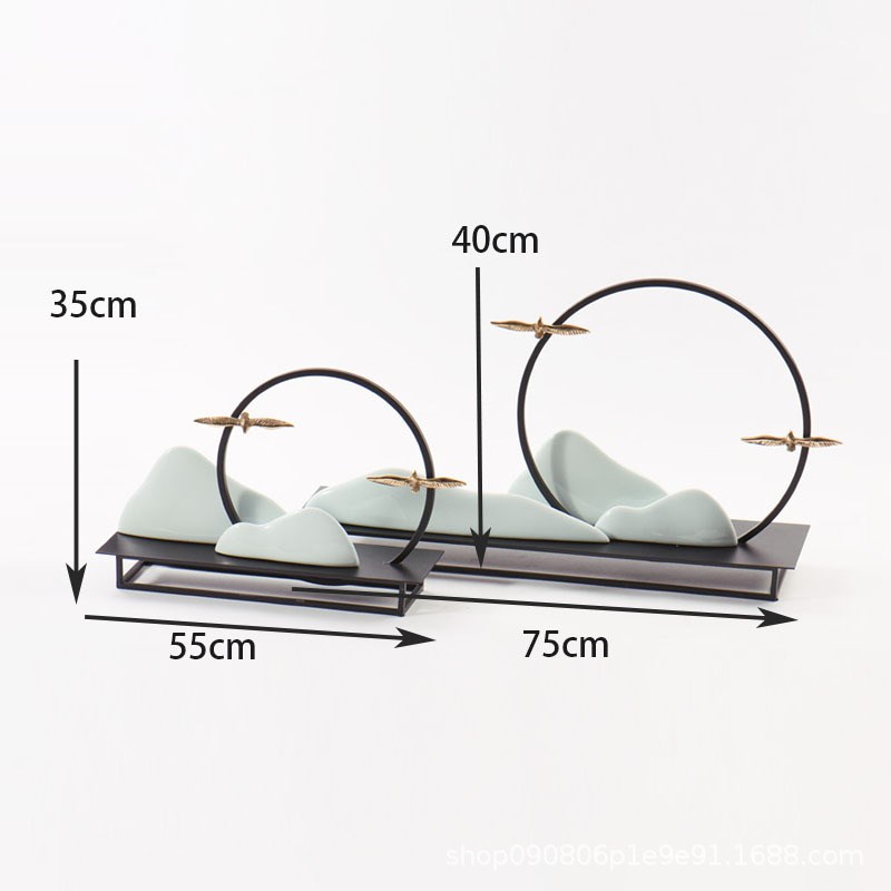 新中式禅意陶瓷山玄关创意摆件书房样板房酒店P客厅博古架软装饰