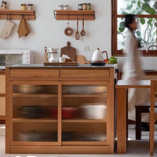 日式全实木岩板岛台樱桃木厨房吧台储物柜子餐厅收纳柜子客厅中岛,住宅家具,岛台,淘宝优惠券,粉丝福利购,淘宝优惠卷