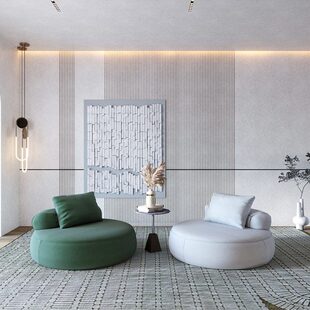 北欧轻奢懒人布艺单人沙发简约大小户型客厅阳台创意休闲圆形沙发