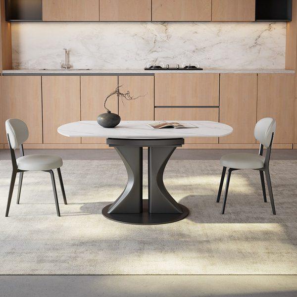 白色岩板餐桌圆形可伸缩家用大小户型意式极简方圆两用岩板餐桌,住宅家具,岩板餐桌,淘宝优惠券,粉丝福利购,淘宝优惠卷