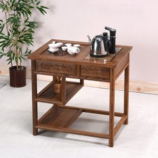 红木家具 鸡翅木茶水架置物架 阳台中式实木小茶桌仿古茶台烧水架