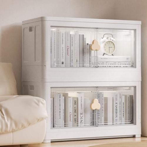 儿童书柜防尘书本收纳柜子家用免安装书架落地置物架简易折叠书箱