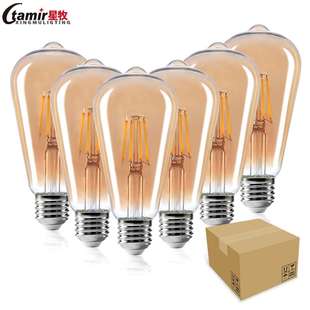 6个装 LED 110V调光E26琥珀色ST58 ST64灯泡 Filament 包邮 Lamps