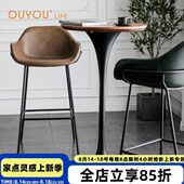 北欧大理石轻奢吧桌现代铁艺家用高脚桌简约创意咖啡厅实木高桌子