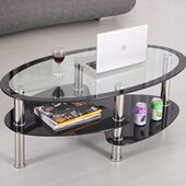 创意椭圆形茶几小户型钢化玻璃白色黑色客厅茶几沙发简约现代茶桌