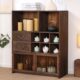 博古架茶柜实木家用多宝阁置物架茶室茶具柜展示收纳柜中式 摆件架