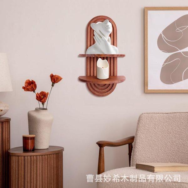 木质挂墙装饰架双层水晶石头展示架走廊挂架香薰架花架实木置物架,收纳整理,化妆品收纳架,淘宝优惠券,粉丝福利购,淘宝优惠卷