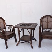 印尼真藤手编家用靠背椅阳台椅滕椅子藤编椅茶桌椅茶几组合扶手椅