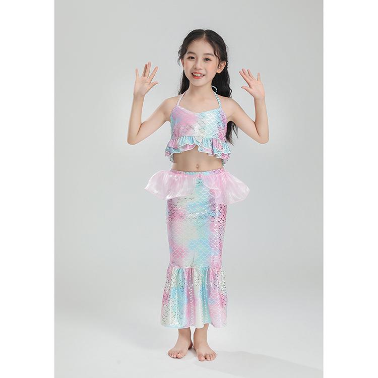 2025新款新款美人鱼服装女童游泳衣服女童比基尼儿童公主套装公主