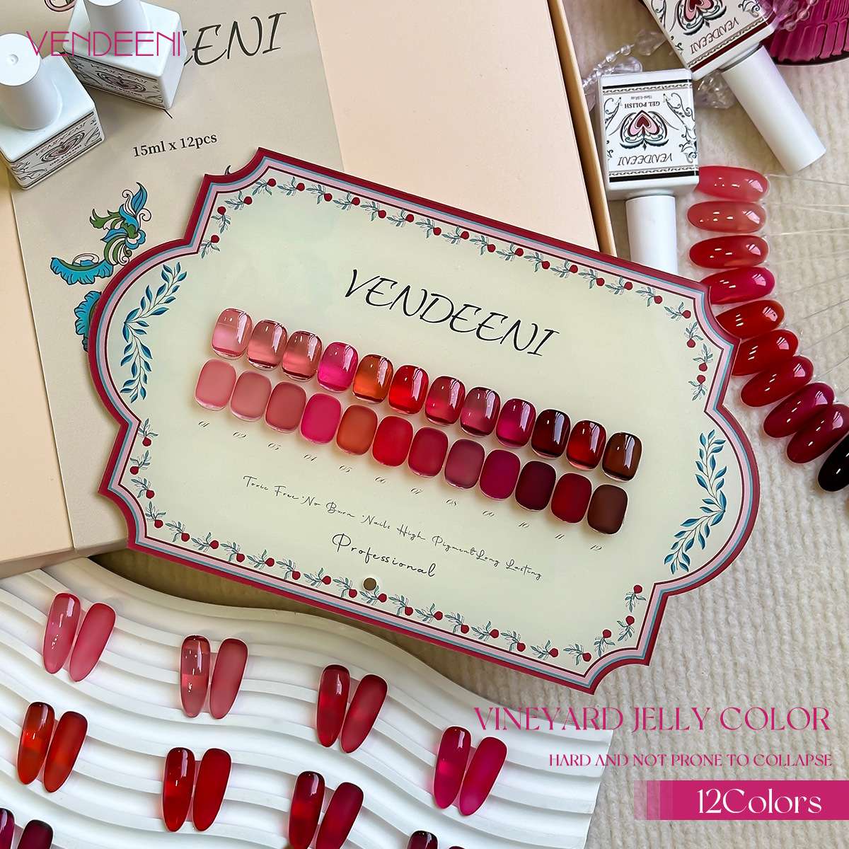 新款血浆红冰透红色系牛血红酒红新年透红甲油胶12色小套盒美甲店