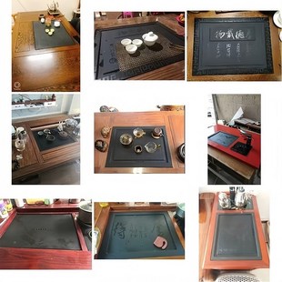 家用整块石材盖板茶台漏水 天然乌金石茶盘定制茶桌配件内嵌入式
