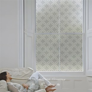 窗户玻璃贴纸透光不透明防窥防走光化妆室浴室隐私磨砂贴膜纸 法式