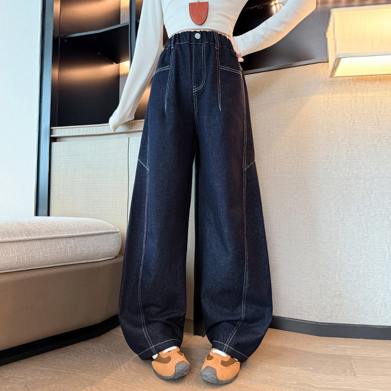 女童裤子春秋款2026新款春装大童网红净色宽松弯刀长裤儿童牛仔裤,童装/婴儿装/亲子装,儿童牛仔裤,淘宝优惠券,粉丝福利购,淘宝优惠卷