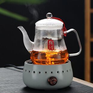 加厚玻璃蒸茶壶大容量耐高温防炸蒸汽烧水壶电陶炉家用黑茶煮茶壶