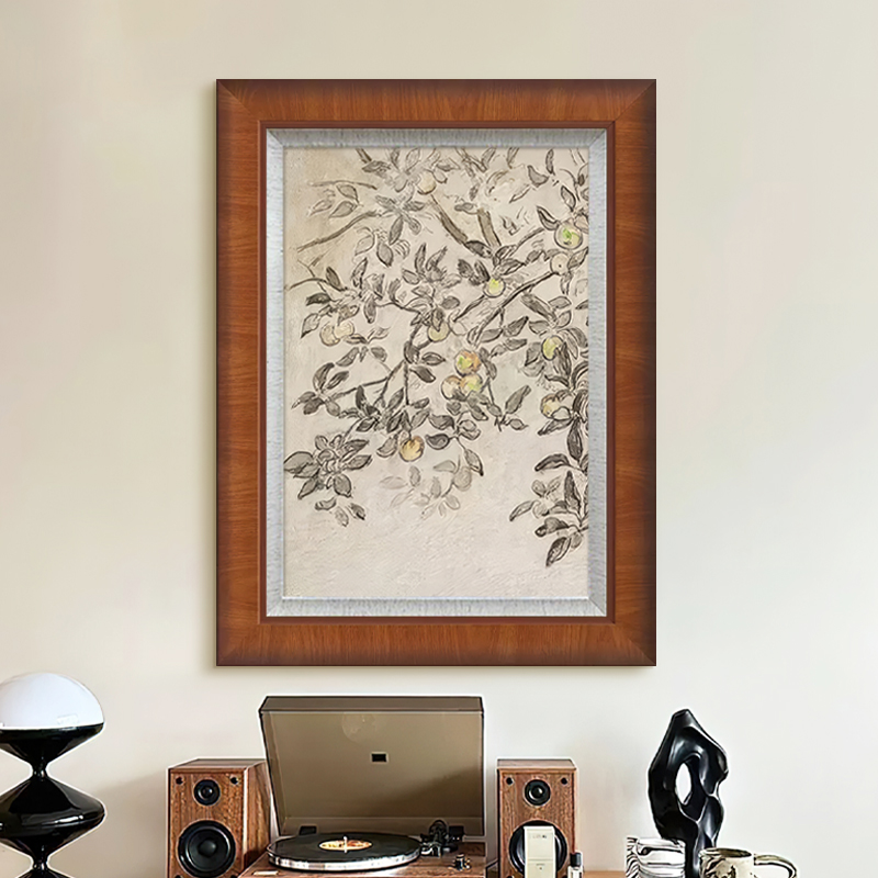 《平安果树》法式中古风客厅装饰画高级复古玄关斗柜壁画卧室挂画图片