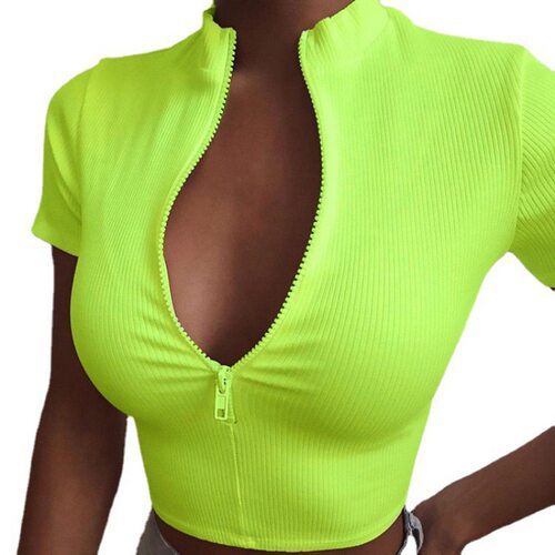 欧美性感紧身显胸露脐短袖T恤短上衣女 sexy crop top tee tshirt