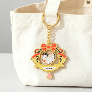 伊藤润二和kiity猫可旋转蝴蝶结花篮钥匙扣旋转双面钥匙圈装饰