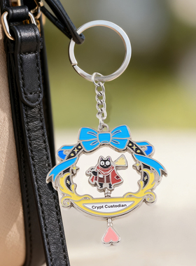 Crypt Custodian冥界清道夫旋转蝴蝶结钥匙扣魔术黑猫钥匙圈装饰