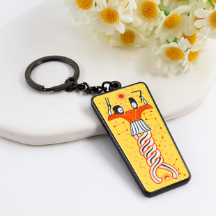 中国古神话传说伏羲女娲图钥匙链艺术文创钥匙环吊坠配饰