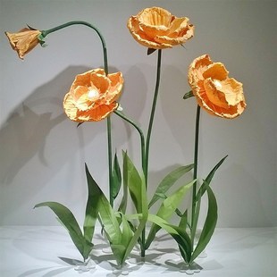 橱窗纸花仿真花绿植纸艺手揉纸材料美陈摆件婚庆展柜手工四件套