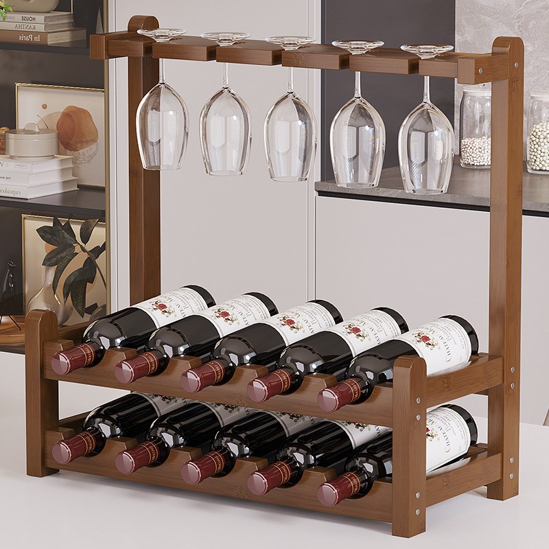 Solid wood stacked wine rack wine shelf wine storage rack