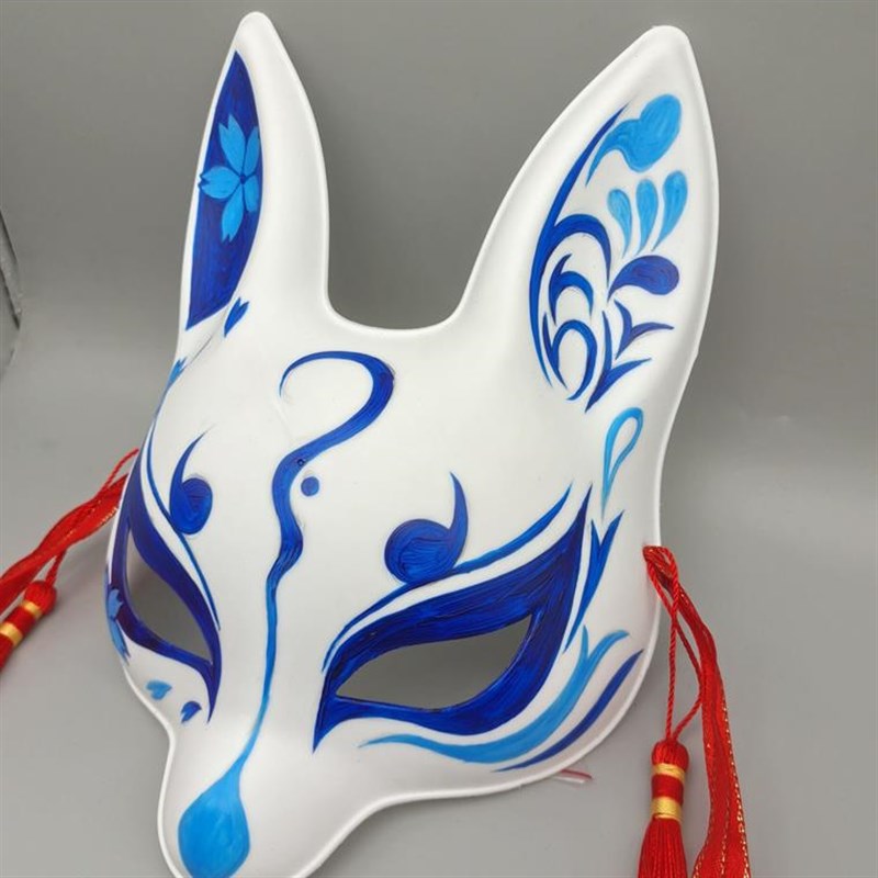 万圣节手绘面具 兔子彩绘面具 儿童配戴面具加厚环保塑料手绘面具