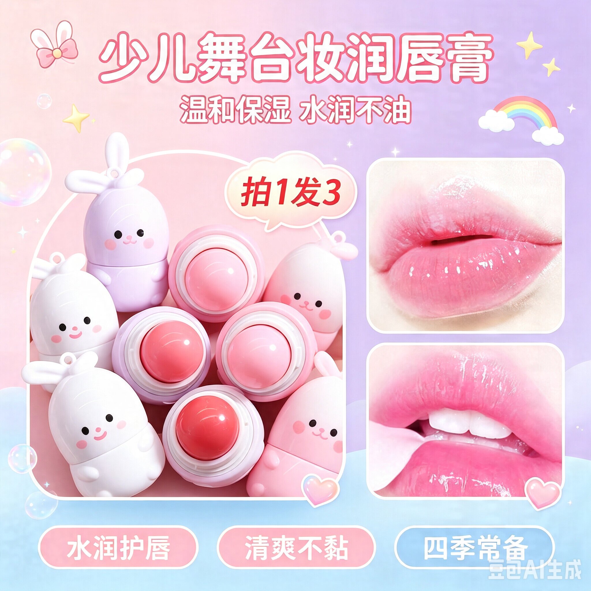 正品变色唇膏女保湿滋润儿童小女孩专用口红二合一不掉色润唇膏正