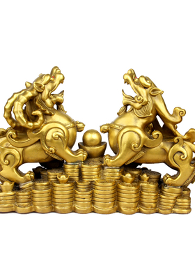 铜聚宝盆貔貅工艺礼品摆件铜金钱元宝貔貅摆件