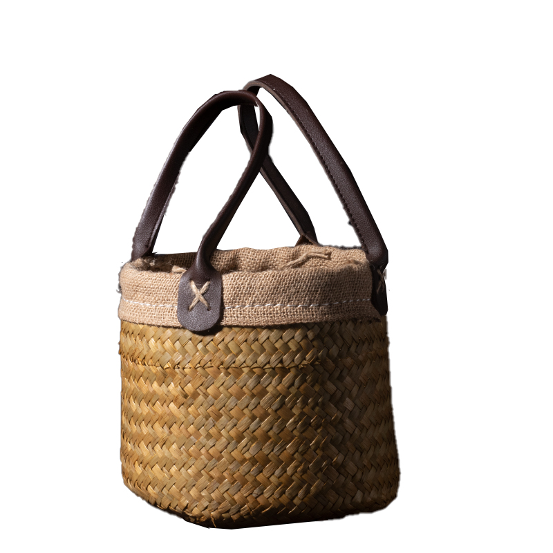 新款沙滩编织草包单肩女包日韩简约文艺手工收纳袋度假旅行手提包