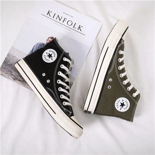 帆布鞋男高帮学生男鞋韩版潮流百搭潮流布鞋夏季透气高帮鞋子板鞋