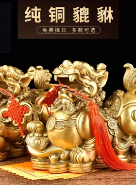 纯铜貔貅摆件一对招财家居装饰品客厅乔迁礼品办公室皮丘工艺品