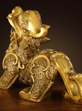 纯铜貔貅摆件 一对公母皮丘家用客厅店铺办公室全铜开业礼品 貔恘