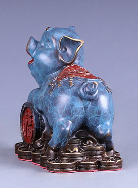 全铜金猪摆件招財猪发r财猪福猪生肖猪聚宝盆猪家居工艺品摆件