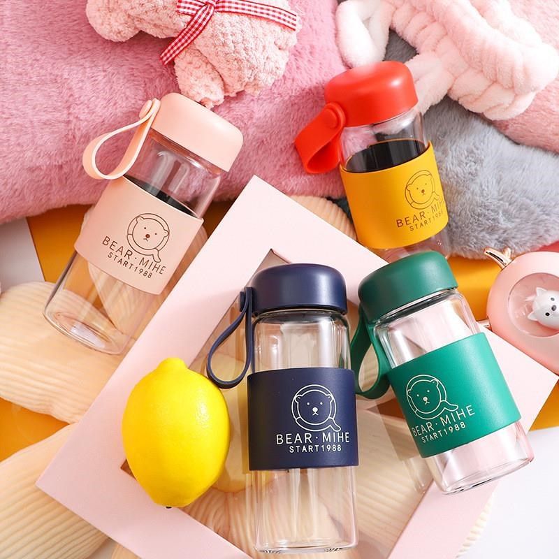 杯子ins水杯简约带皮套玻璃杯女便携韩版清新学生森系耐高温透明,餐饮具,玻璃杯,淘宝优惠券,粉丝福利购,淘宝优惠卷