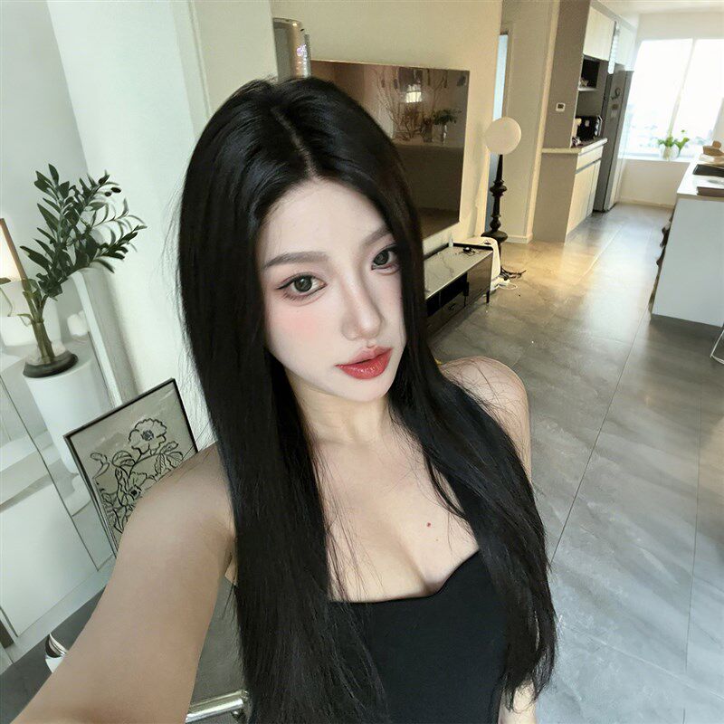《天生女主》假发女全头套时尚半蕾丝自由分缝自然U黑色高层次直