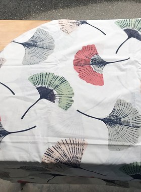 69包邮纯棉平纹布料不规则圆形七彩银杏叶床品桌布手工面料