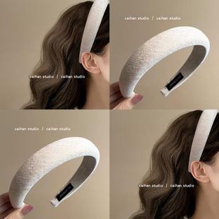 雪尼尔绒发箍简约高颅顶秋冬氛围感头箍高级感盘发器 软糯奶油白